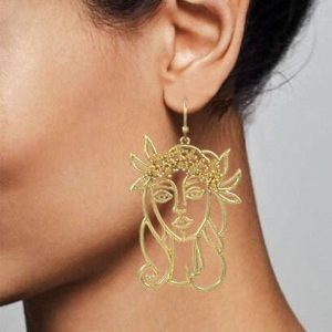 Picasso Face Earring, A Girl With Flower Crown Earring Drop
