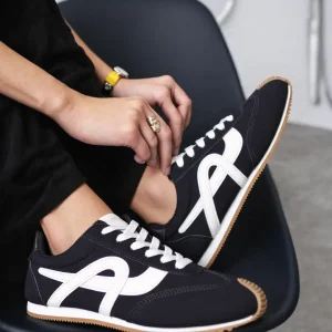 Black Retro Gum Sole Casual Trainers