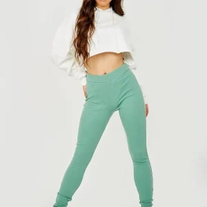 Green High Waist Ribbed Legging