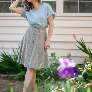 Bae Skirt in Black & Oat Cotton Gingham