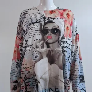 Pink Girl with Glasses Printed Tunic Top