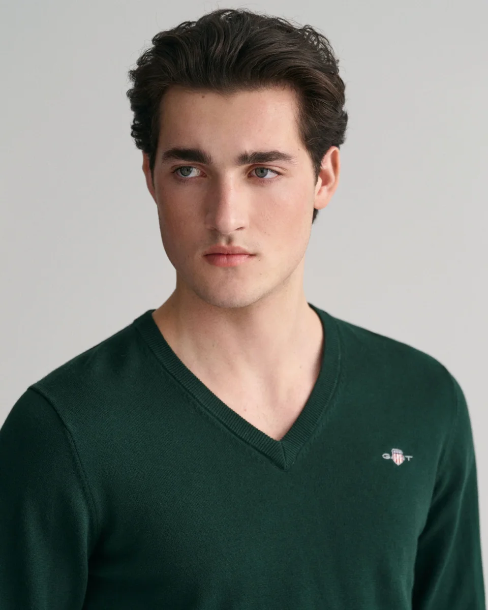 Classic V-Neck Sweater in Green - Image 7