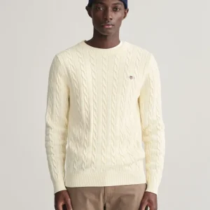 Cable Knit Crew Neck Sweater in Cream